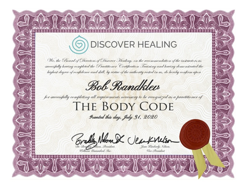 Bob Randklev Body Code certificate