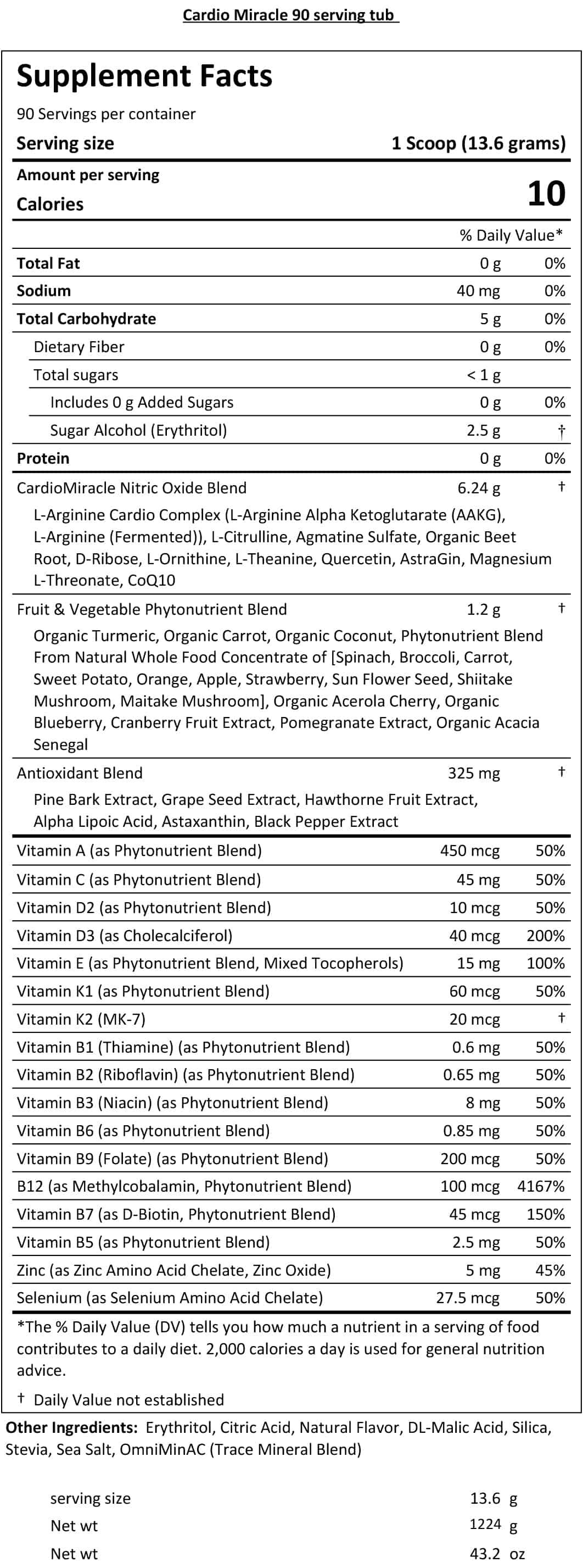 Cardio Miracle Nitric Oxide